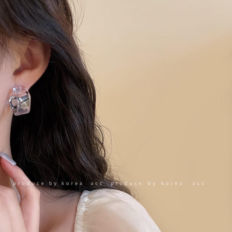 ต่างหูกระดุมอะคริลิคเรซิ่นสไตล์วินเทจสําหรับผู้หญิง S925