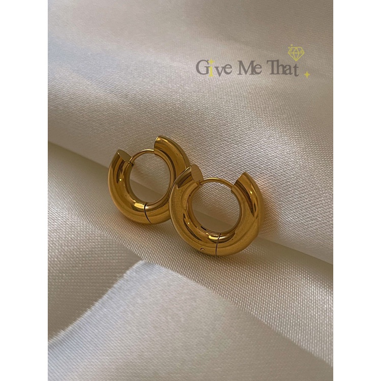 ต่างหูสแตนเลสแท้ แบบติดหู สไตล์มินิมอล Minimal รุ่นห่วงหนาสแตนเลสพรีเมี่ยม Givemethat