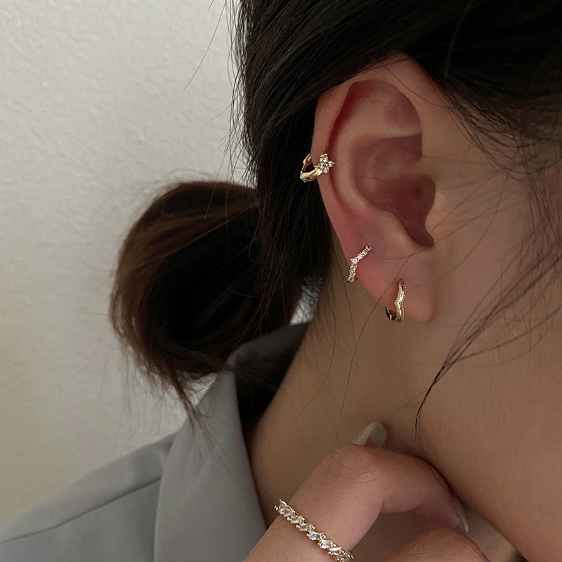 ต่างหูห่วง ประดับเพทาย 14k ขนาดเล็ก เครื่องประดับ สําหรับผู้หญิง
