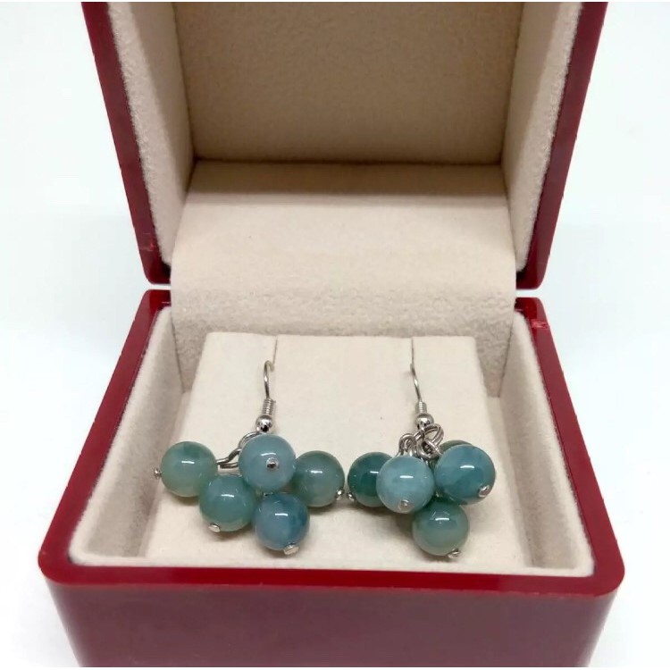 ต่างหูเงินแท้ ประดับด้วยหินหยก code 104208 by siamonlineshop