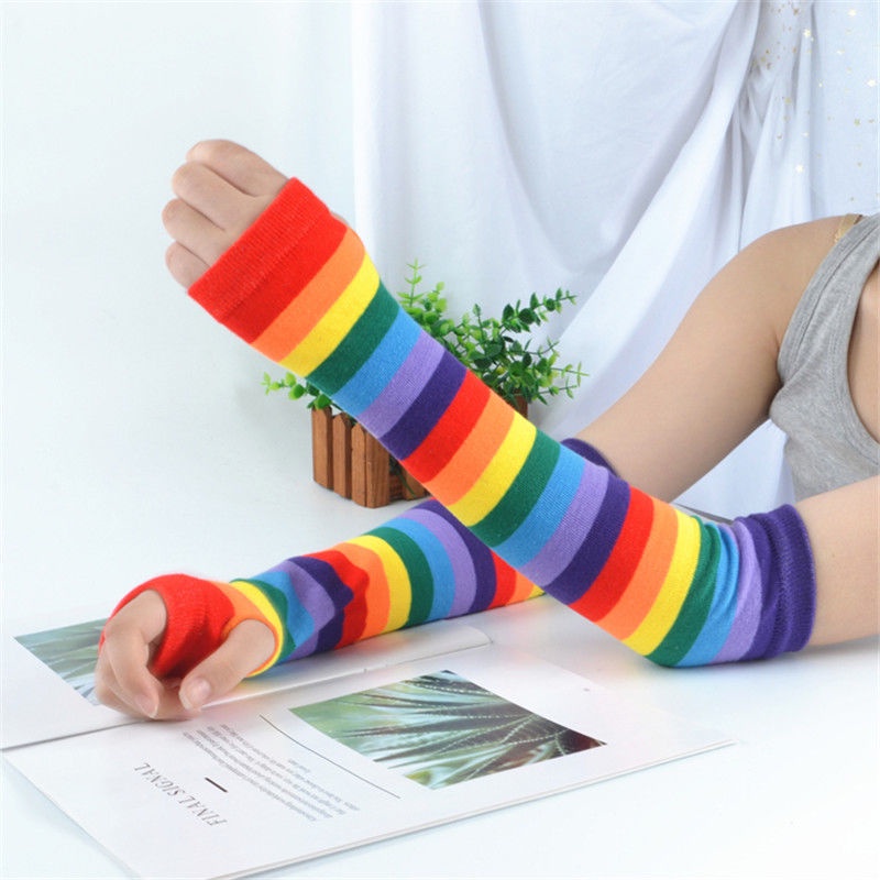 ถุงเท้ายาว ป้องกันรังสียูวี สีรุ้ง แฟชั่นสร้างสรรค์ สไตล์เกาหลี มุสลิม