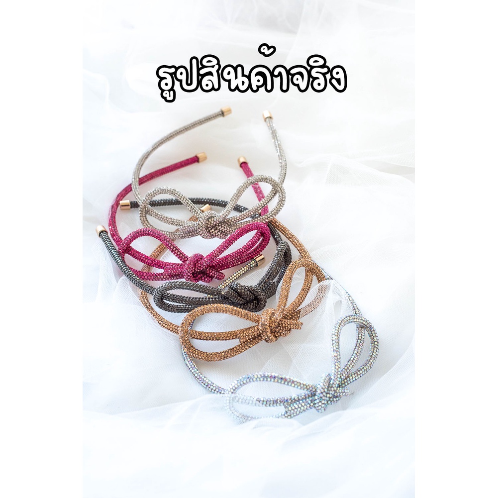 ที่คาดผม โบว์ใหญ่ประดับเพชร Rhinestone ประกายวิบวับมาก มี 6 เฉดสีให้เลือก