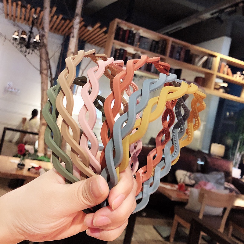 ที่คาดผมพลาสติก แบบบิดได้ สีขาว สไตล์เกาหลี สําหรับผู้หญิง