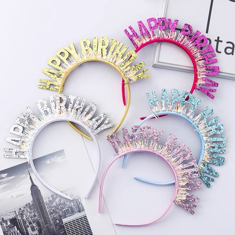 ที่คาดวันเกิด Happy Birthday สวยทุกสี มีหลาบแบบ พร้อมส่ง/ส่งไว