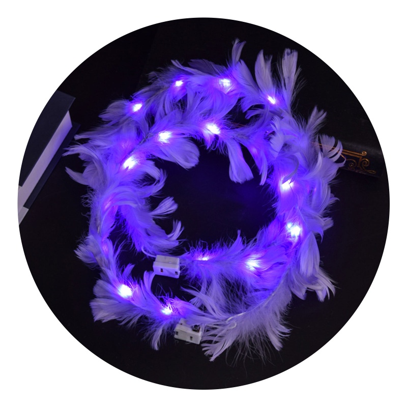 ที่คาดศีรษะ รูปมงกุฎขนนก แบบมีไฟ LED สไตล์เจ้าหญิง