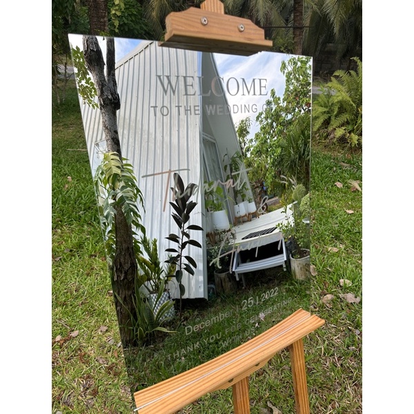 ป้ายหน้างานแต่ง Miror acrylic