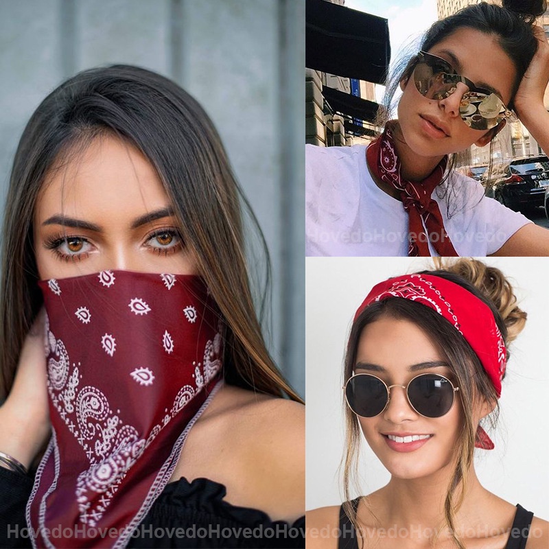 ผ้าเช็ดหน้าวินเทจ ผ้าโผกหัว ผ้าพันคอ Cotton ลายลูกน้ำ paisley ใช้โพกหัวผูกผมชิคๆ