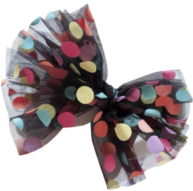 ผ้าโปร่งลายจุด polka dot  (1 หลา) ริบบิ้นผ้า ริบบิ้นเกาหลี ริบบิ้น