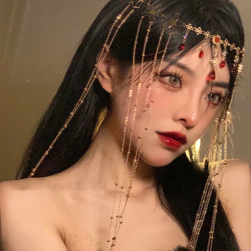 ผ้าโพกศีรษะ ประดับพู่ จี้รูปหัวใจ และดอกไม้ เครื่องประดับ สําหรับผู้หญิง
