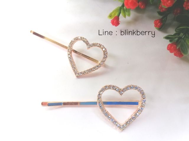 พร้อมส่ง 2 สี 3 แบบ   กิ๊บคู่ลายหัวใจ, โบว์