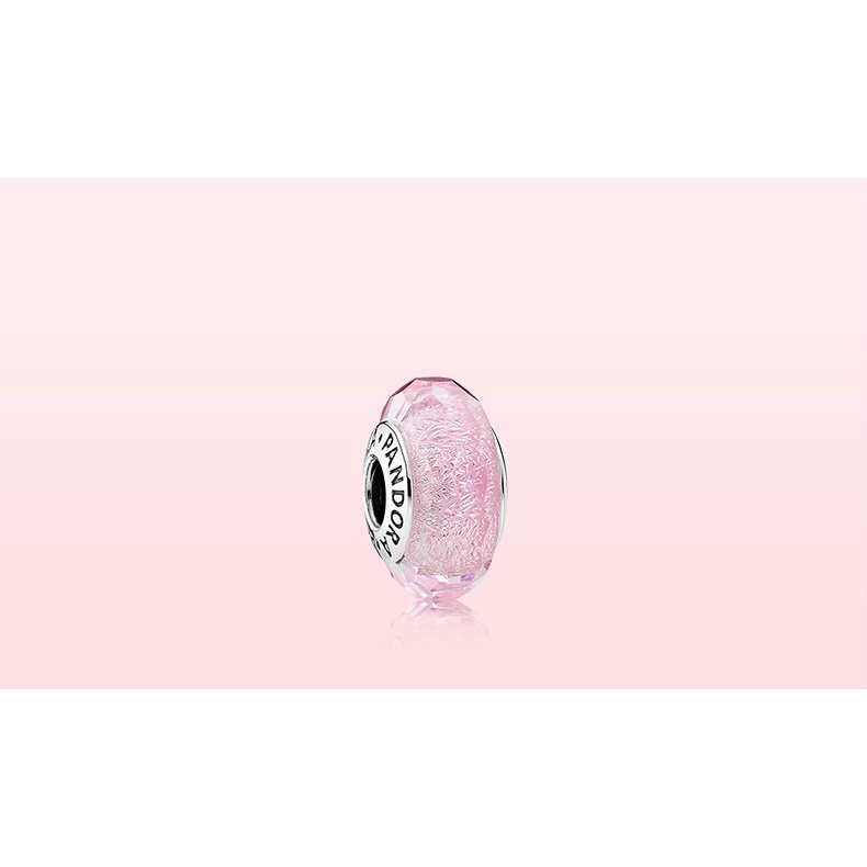 พร้อมส่ง PANDORA สร้อยข้อมือเงิน 925 ประดับกลิตเตอร์ สีชมพู สําหรับผู้หญิง