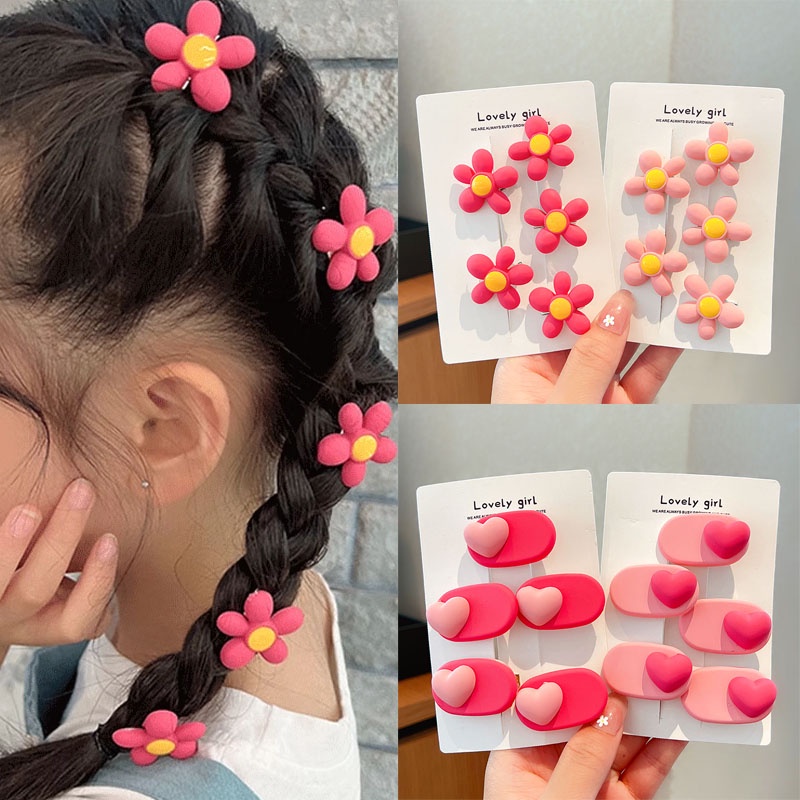 พร้อมส่ง กิ๊บติดผมหน้าม้า รูปปากเป็ด น่ารัก สีชมพู อุปกรณ์เสริม 5 ชิ้น