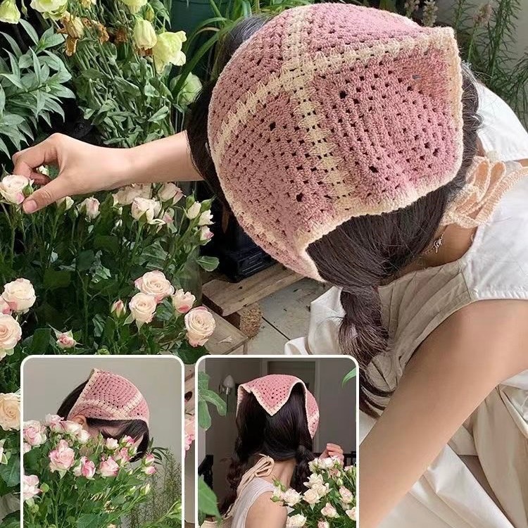 พร้อมส่ง ผ้าโพกหัว ผ้าคาดหัว งานถักโครเชต์ ใส่ไปทะเลน่ารักมาก