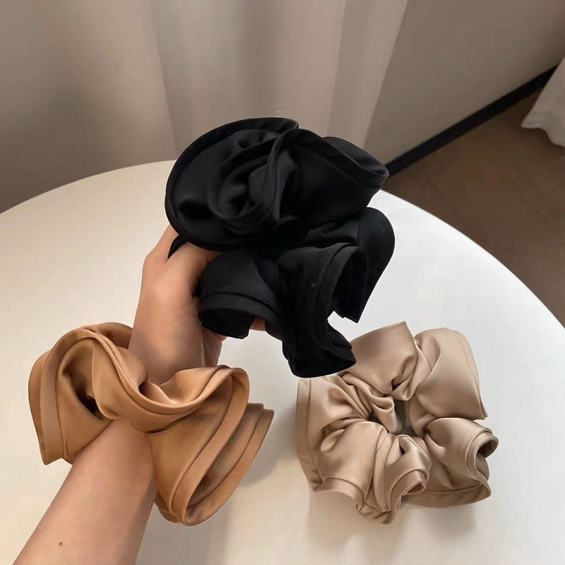 พร้อมส่ง ยางรัดผมซาตินขนาดใหญ่ พรีเมี่ยม หนา เย็บเนี๊ยบ