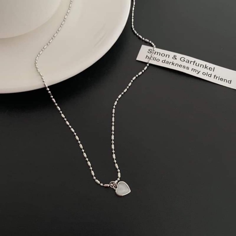 พร้อมส่ง สร้อยคอแฟชั่นหัวใจลายหินอ่อน ใส่กับชุดอะไรก็สวย