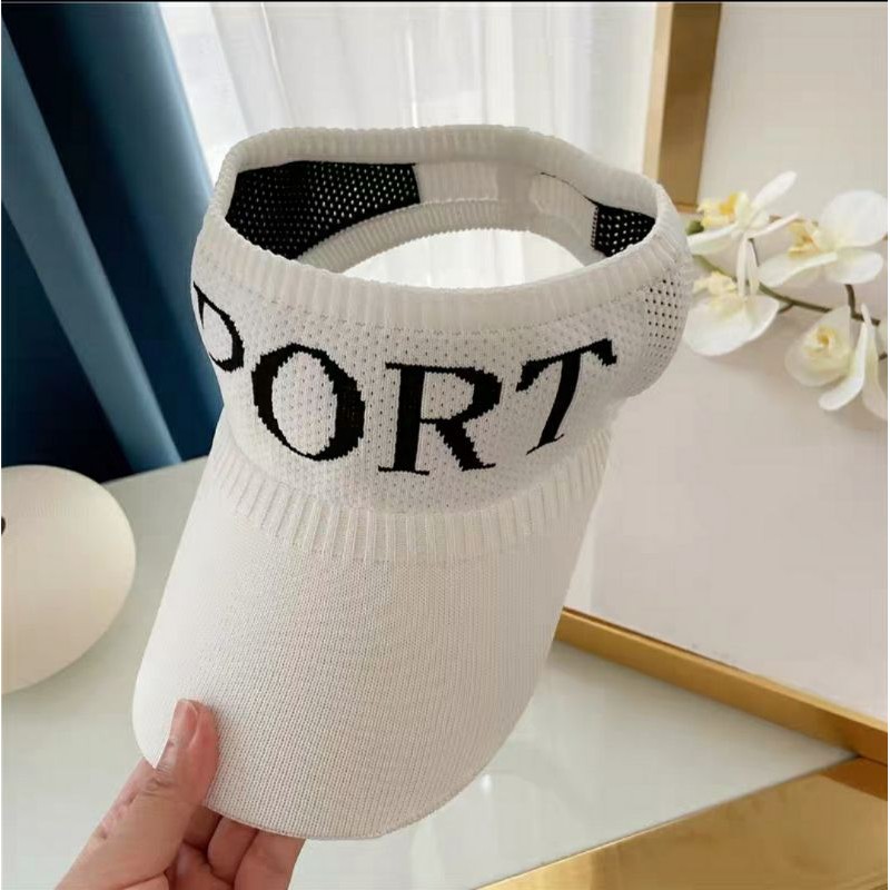 [พร้อมส่ง] หมวกผู้ใหญ่ครึ่งหัวไตล์เกาหลี หมวกเปิดหัวกันแดดสำหรับผู้หญิง ลาย SPORT