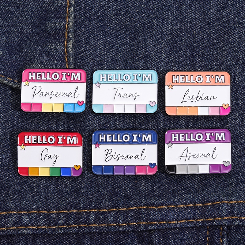 พร้อมส่ง เข็มกลัด รูป Hello I Am Enamel Pins LGBT สร้างสรรค์ เครื่องประดับ สําหรับเพื่อน
