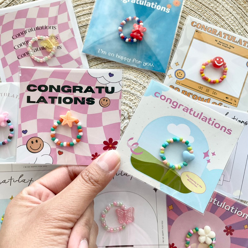 พร้อมส่ง   แหวนลูกปัดคละสี น่ารัก ของขวัญ ปัจฉิม งาน handmade (ราคาต่อชิ้น)