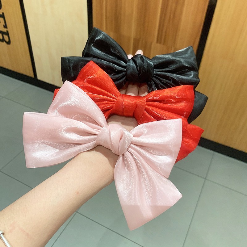 [พร้อมส่งในไทย] ปลีก/ส่ง กิ๊บติดผม ผ้าซาติน ประดับโบว์ ขนาดใหญ่ สไตล์เกาหลี A001
