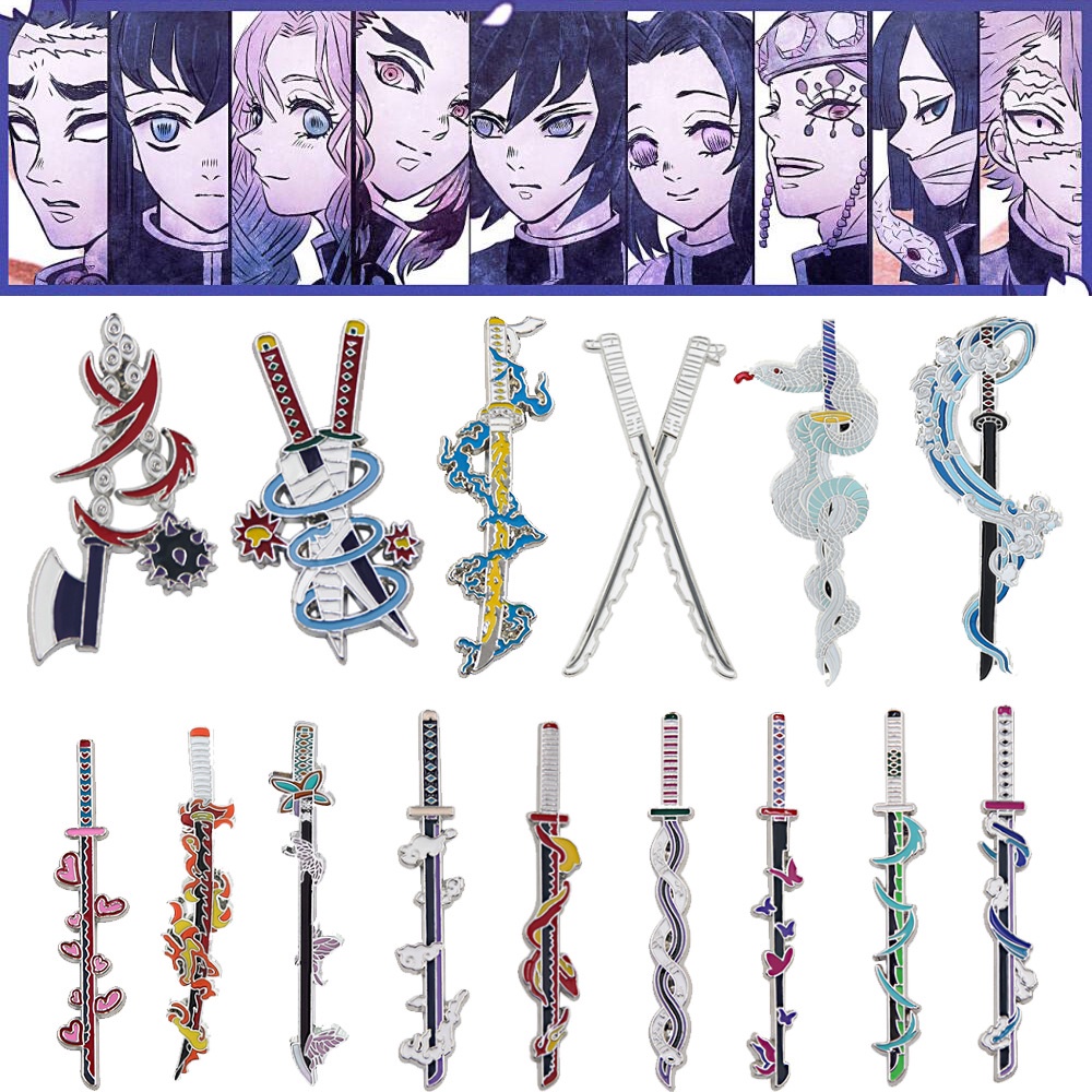 พวงกุญแจ จี้เข็มกลัด รูปการ์ตูนอนิเมะ Demon Slayer เหมาะกับของขวัญ สไตล์ญี่ปุ่น