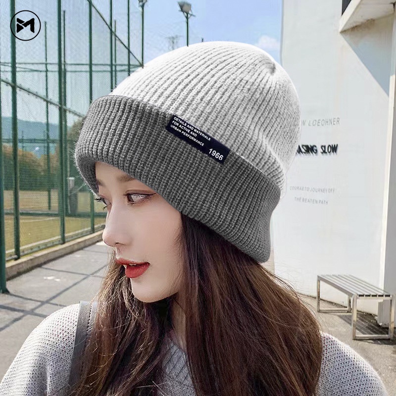 มาใหม่ หมวกบีนนี่ ผ้าถัก แบบหนา ให้ความอบอุ่น สไตล์เกาหลี สําหรับผู้หญิง และผู้ชาย 2023