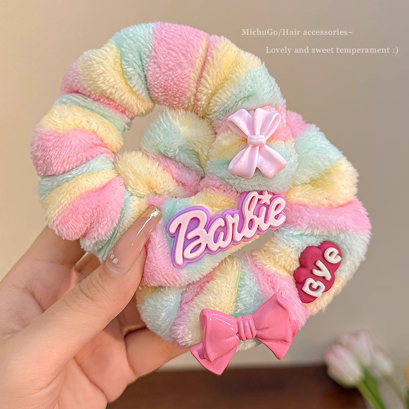 ยางมัดผม ผ้ากํามะหยี่ แบบยืดหยุ่นสูง สําหรับตุ๊กตาบาร์บี้
