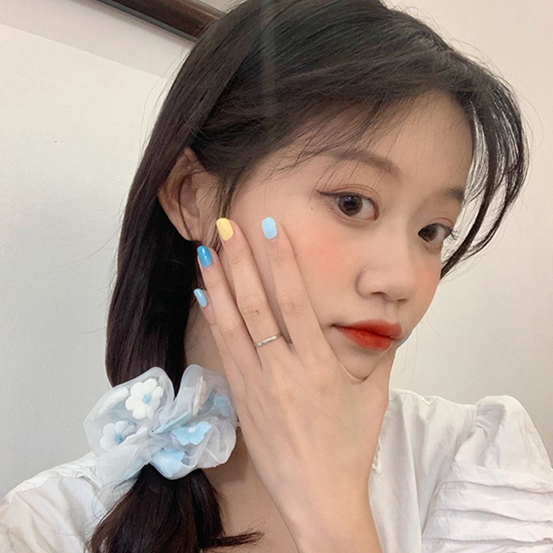 ยางรัดผม ผ้าตาข่าย ลายดอกไม้ สไตล์เกาหลี เหมาะกับของขวัญวันเกิด สําหรับนักเรียนหญิง