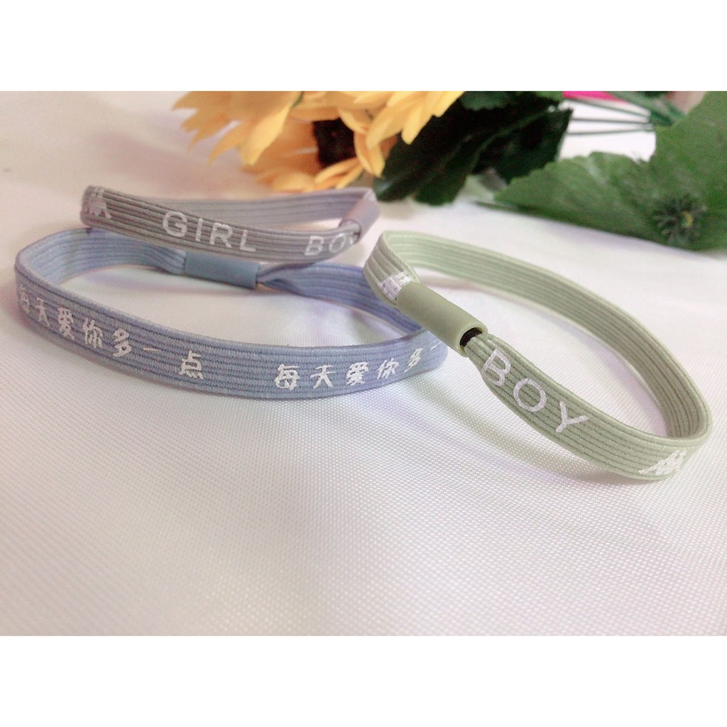 ยางรัดผม ลายอักษร เชือกผูกผม สุ่มสี  G037