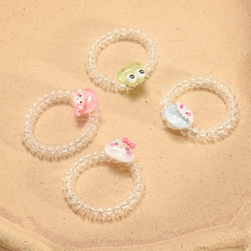 ยางรัดผม แบบเกลียว ยืดหยุ่นสูง ลายการ์ตูน Hello Kitty กบน่ารัก เครื่องประดับผม สําหรับผู้หญิง