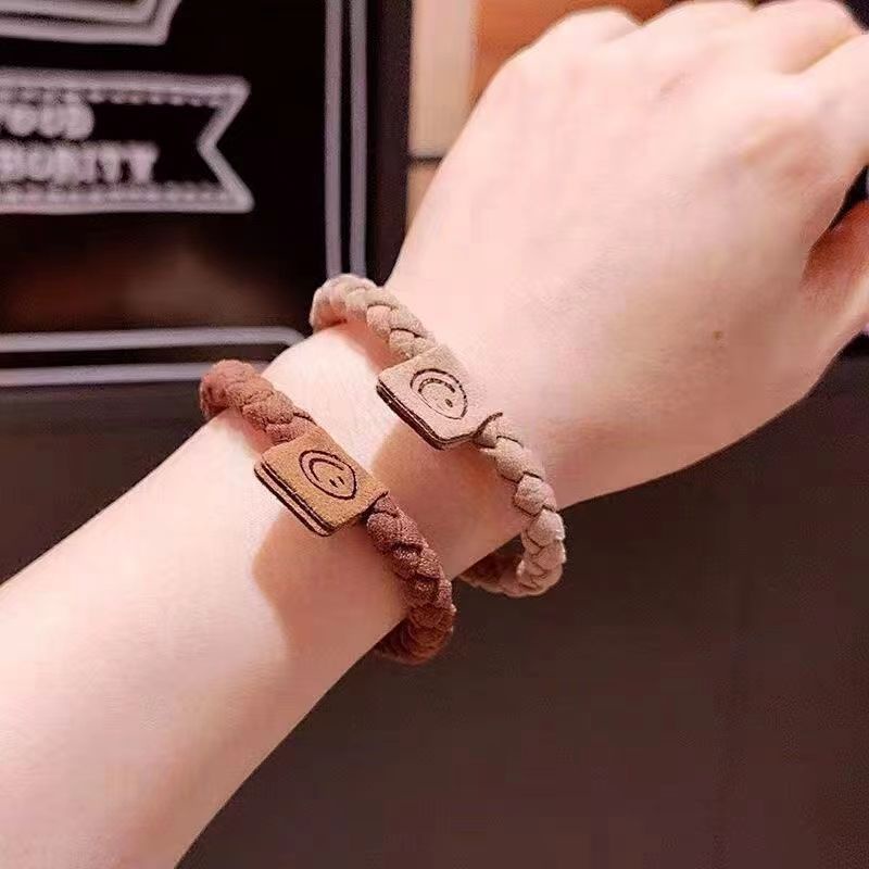 ยางรัดผมหางม้า แบบยืดหยุ่นสูง ลายการ์ตูนหน้ายิ้ม สําหรับผู้หญิง