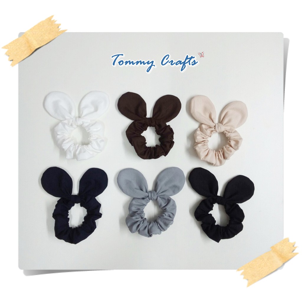 ยางรัดผมหูมิกกี้เม้าส์ โดนัทรัดผม ผ้าคอตตอน สีพื้น 1 Mickey mouse Ears cotton Hair scrunchies