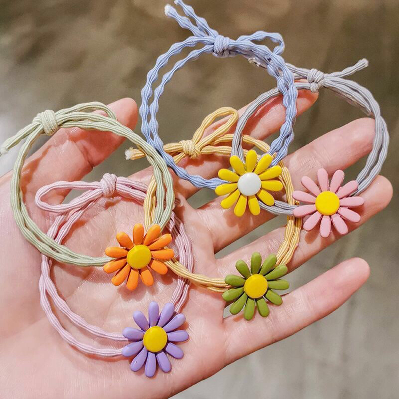 ยางรัดผมเดซี่ คละสี พร้อมส่ง มัดผมเกาหลี หนังยางมัดผม ลายน่ารัก ยางผูกผม เชือกมัดผม