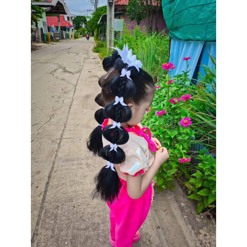 (รหัสKk)กิ๊ฟผมปอม ทูโทน #ผม    ความยาว 35-40cm.