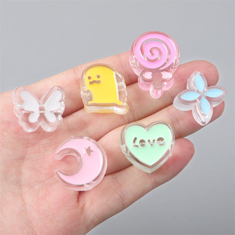 ลูกปัดอะคริลิค สีน้ํามัน แบบสร้างสรรค์ สําหรับทําเครื่องประดับ DIY จํานวน 10 ชิ้น