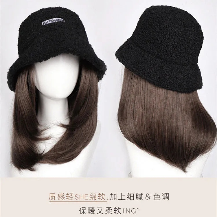 วิกผม หมวกวิก แบบบูรณาการ Wig cap แฮร์พีช สวมใส่ง่าย ผมสีน้ำตาลเข้ม