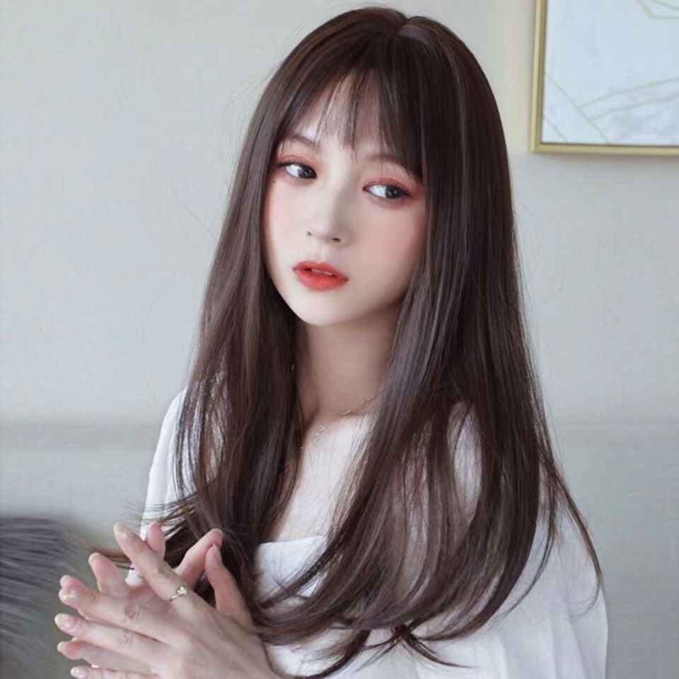 วิกผมหน้าม้า ผมยาวปานกลาง ผมหยิกไมโคร อุณหภูมิสูง ผ้าไหม วิกผมเหมือนจริง สําหรับผู้หญิง