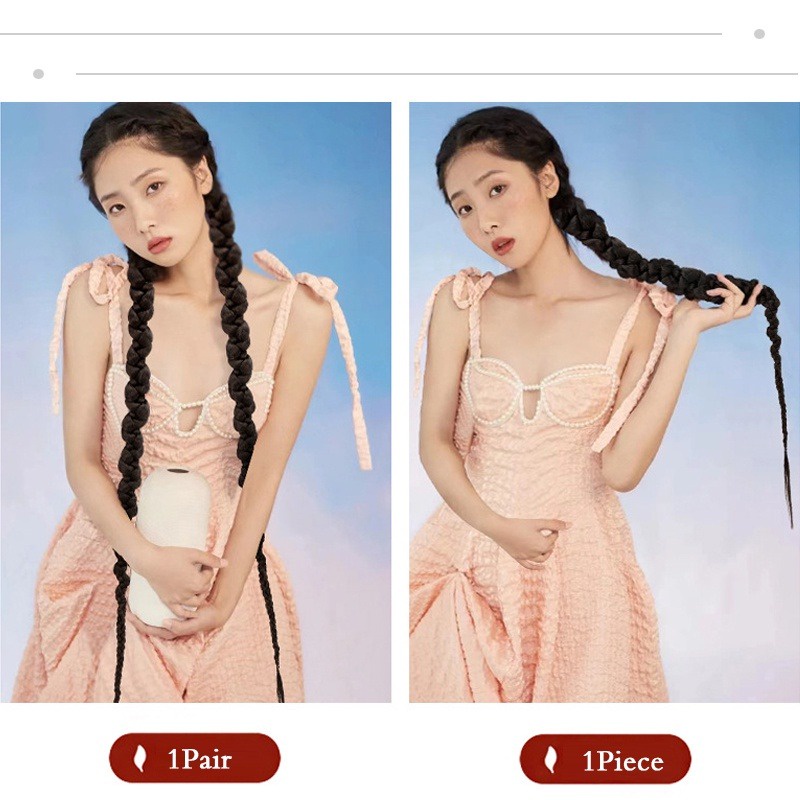 วิกผมหางม้าสังเคราะห์ แบบยาวพิเศษ สีดําธรรมชาติ 1 คู่ YKT