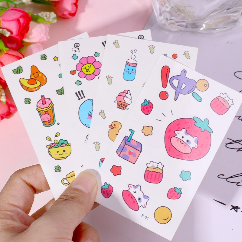 สติกเกอร์รอยสักชั่วคราว ลายการ์ตูนกระต่ายน่ารัก DIY สําหรับตกแต่งร่างกายเด็ก