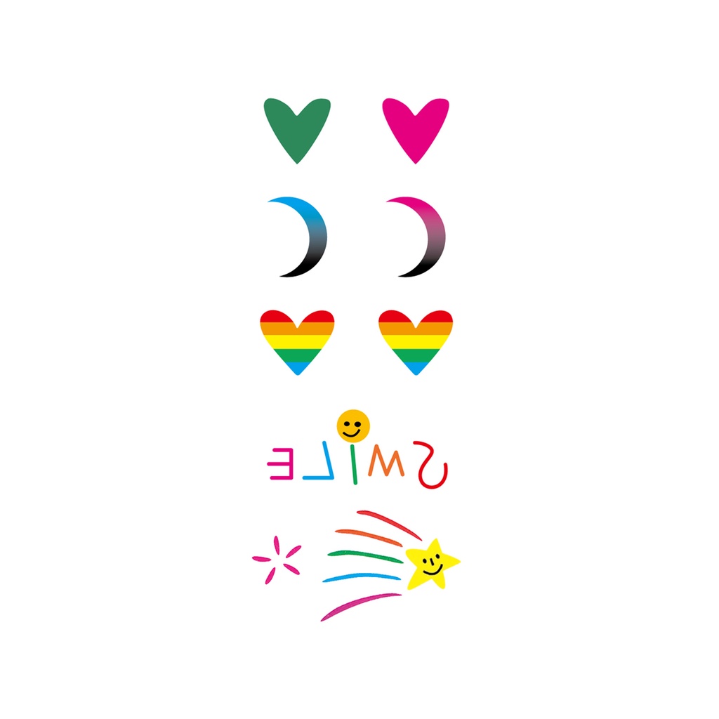สติกเกอร์รอยสักชั่วคราว ลายหน้ายิ้ม สีรุ้ง หลากสีสัน สําหรับตกแต่งร่างกาย