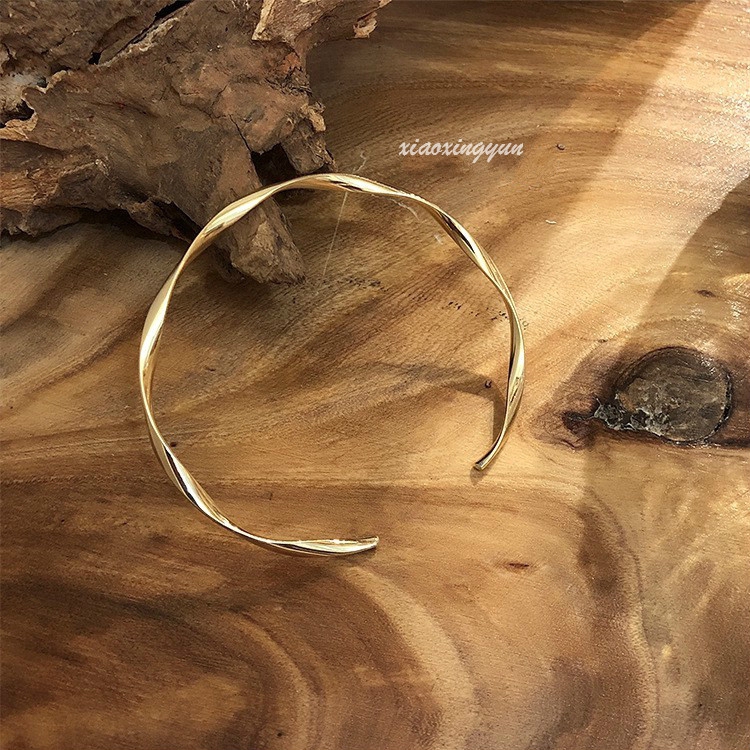 สร้อยข้อมือ กําไลข้อมือ ชุบทอง 14K แบบเปิด วางซ้อนกันได้
