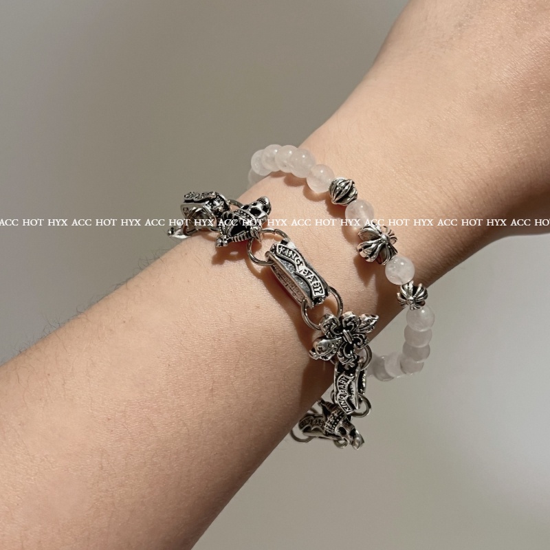 สร้อยข้อมือ จี้กะโหลกไม้กางเขน สไตล์วินเทจ สําหรับผู้หญิง