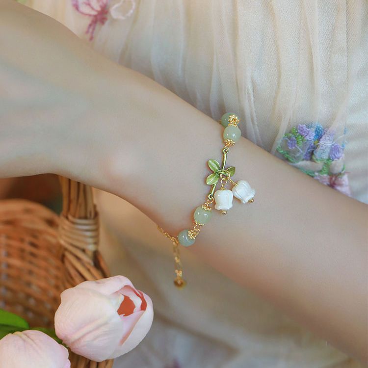 สร้อยข้อมือ ประดับคริสตัล ลายดอกลิลลี่ สีชมพู สวยหรู เหมาะกับของขวัญ สําหรับผู้หญิง