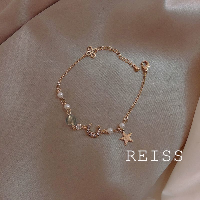 สร้อยข้อมือ ประดับจี้ดาว และดวงจันทร์ สไตล์เกาหลี เครื่องประดับสำหรับผู้หญิง