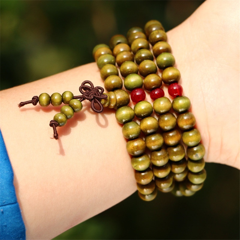 สร้อยข้อมือ ลูกปัดไม้จันทน์ 4 ชั้น 6 มม. เครื่องประดับ สําหรับผู้หญิง และผู้ชาย
