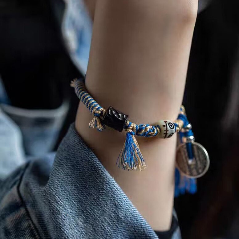 สร้อยข้อมือ เชือกถัก แฮนด์เมด ปรับได้ ปลอดภัย สําหรับผู้ชาย และผู้หญิง