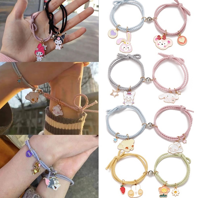 สร้อยข้อมือ โลหะผสมอลูมิเนียม ลายการ์ตูน Sanrio Kuromi My Melody StellaLou แฟชั่นคู่รัก สําหรับเด็กผู้หญิง