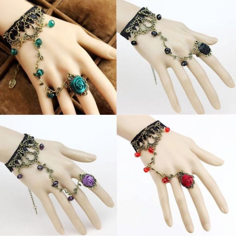 สร้อยข้อมือดอกกุหลาบหลากสีสไตล์โกธิค เสน่ห์ที่เป็นตัวของตัวเอง