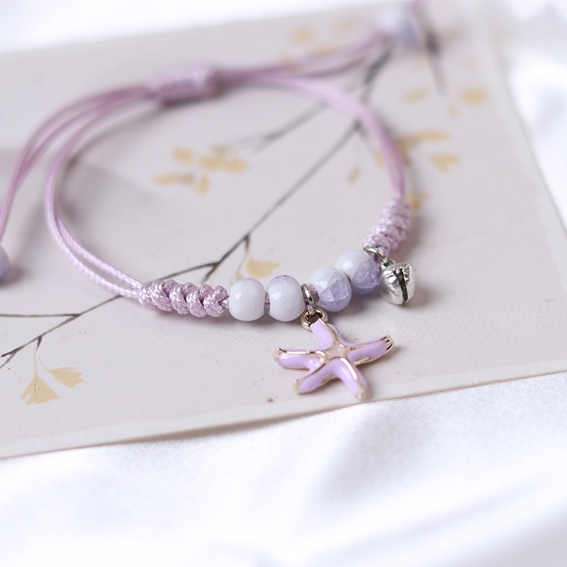 สร้อยข้อมือถัก จี้ปลาดาว และไข่มุก สไตล์คู่รัก สําหรับนักเรียนหญิง