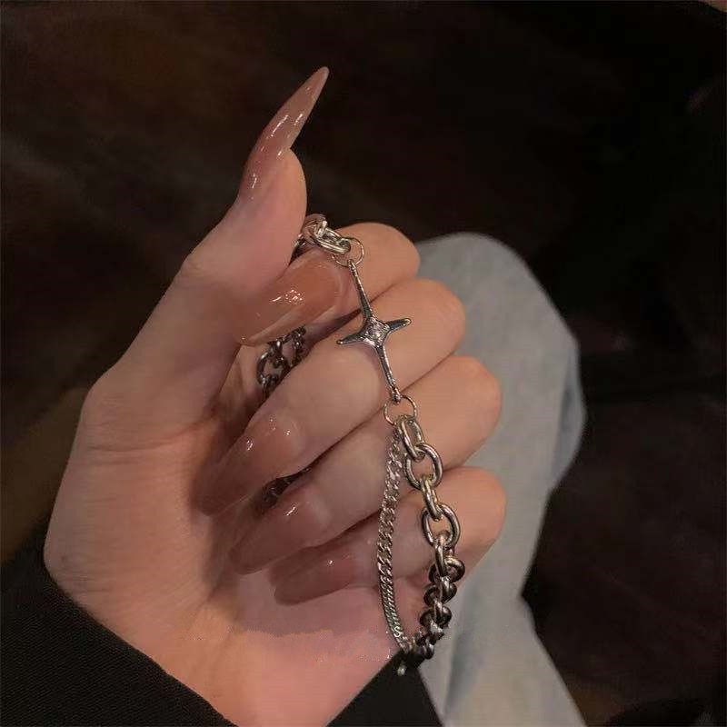 สร้อยข้อมือโลหะ จี้รูปดาวหกแฉก สไตล์เกาหลี พังก์ เครื่องประดับ สําหรับผู้หญิง และผู้ชาย