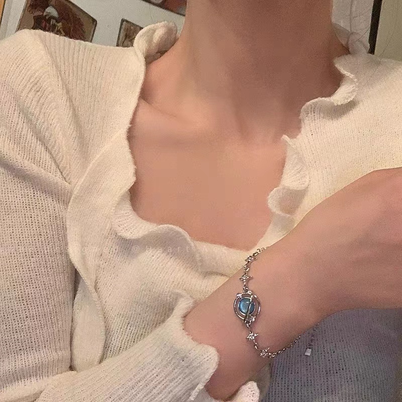สร้อยข้อมือไพลิน เรียบง่าย 17 กม. สําหรับผู้หญิง ดาว โซ่ กําไลข้อมือ เครื่องประดับ